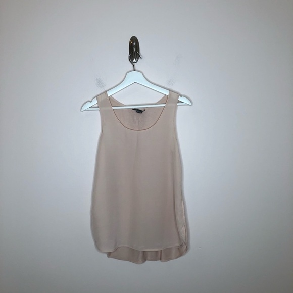 Vince Silk Shirt Tail Mixed Media Tank Top Ballet Pink XS - Picture 4 of 6